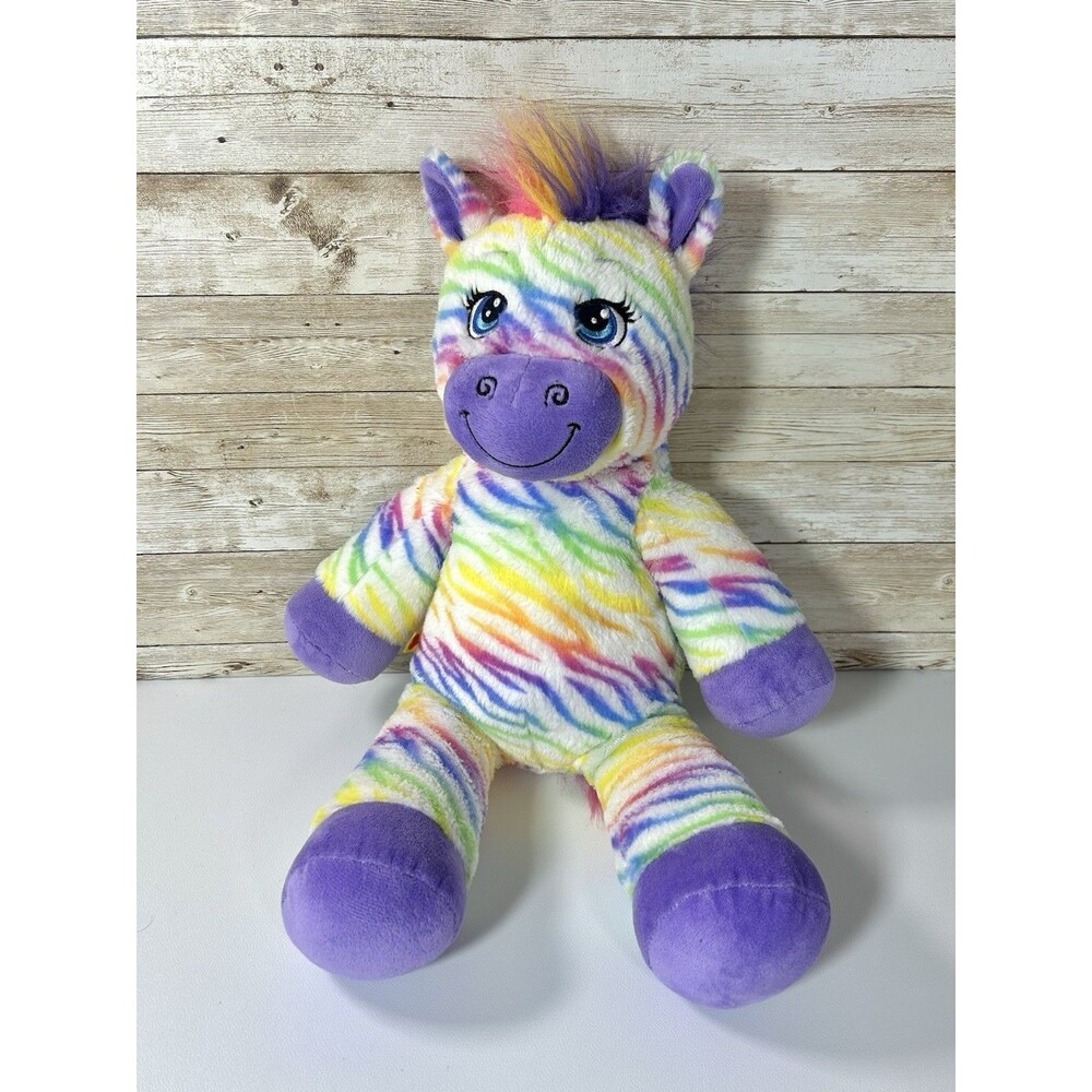 Build a Bear Rainbow Striped Zebra Pony Plush! 16" Lovey Stuffed Toy